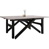 Mirjan 24 Couchtisch und Esstisch Xena Bis, 2-in-1, Rahmen aus Stahl (Farbe: Schwarz / Cashmere)
