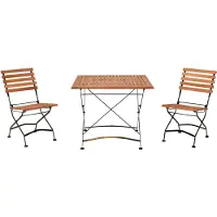 Merxx Gartenmöbelset "Schlossgarten" 3tlg., 2 Klappstühle, Klapptisch 90 x 90 cm - Flachstahl mit Eukalyptus