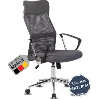 DELUKE Bürostuhl Ergonomisch MELO Schreibtischstuhl mit Netzbespannung | Höhenverstellbarer Drehstuhl, Arbeitsstuhl mit Armlehne | Computerstuhl 140 kg | Grau