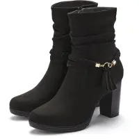 LASCANA Stiefelette Stiefel, Boots mit Blockabsatz und Schmuckelement VEGAN