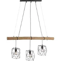 JUST LIGHT Pendellampe EDGAR E27 Lampenschirme aus Draht, Eukalyptusholz schwarz Wohnbereich, z.B. Wohnzimmer, Esszimmer, Schlafzimmer