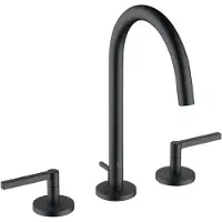 Kludi NOVA FONTE PURISTIC Waschtisch-Dreilocharmatur, Flügelgriffe, schwenkbar, mit Ablaufgarnitur, 201433915, Farbe: Mattschwarz