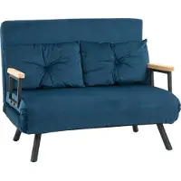 HOMCOM Schlafsofa, Relaxsessel mit Bettfunktion, Klappsofa mit Samtoptik, Rückenkissen, Polstersofa mit Verstellbarer Rückenlehne, Blau, 102 x 73 x 81