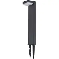 LINDBY LED-Solar-Sockelleuchte Eleazar, schwarz, Alu, Sensor