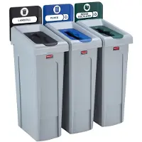 Rubbermaid Recyclingset Slim Jim 2057606 schwarz/blau/grün