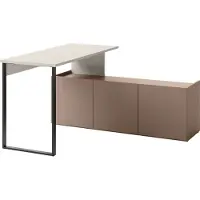 Mirjan 24 Schreibtisch Sigma 3D SG10, Computertisch mit integrierte Kommode, Jugendzimmer Kollektion (Farbe: Cashmere / Trüffel)