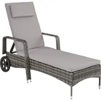 TecTake Aluminium Rattan Sonnenliege Cassis 196 x 72 x 57 - 94,5 cm