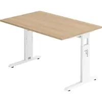 Bümö Schreibtisch Serie-O - Größe: 120 x 80 cm, Gestell: Weiß, Nachbildung: Eiche
