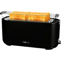 Clatronic Toaster 4 Scheiben | Langschlitztoaster mit Auftau-/Aufwärm-/Schnellstoppfunktion | mit Brötchenaufsatz | TA 3802 schwarz-matt