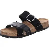 Rohde Damen Pantolette aus weichem Leder mit gekreuzten Riemen D.Soave 5412, Größe:37 EU, Farbe:Schwarz