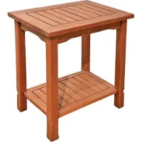 DELUKE Gartentisch SPLIT - Eukalyptus, Natur, 50x35x50cm | Garten Beistelltisch Wetterfest Outdoor Tisch