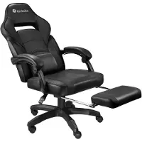 TecTake Racing Bürostuhl Comodo ergonomische Form, mit Fußstütze und verstellbarer Rückenlehne