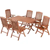 Merxx 7tlg. Maracaibo Gartenmöbelset 6 Klappsessel, Klapptisch 160 x 90 cm - Eukalyptus