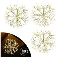 Gartenpirat Weihnachtsdekoration Goldstern 35 cm 3er Set mit 120 LED warmweiß Timer-Funktion LED-Weihnachtsstern