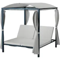 Blumfeldt Eremitage Double XL Sonnenliege 2 Personen - Verstellbare Rückenlehne, Sonnenschutzvorhänge, Wetterfester Stahlrahmen, Abnehmbares Dach, Garten & Terrasse Entspannung