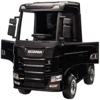Es-toys Lizenzierter Kinder-Elektro-LKW „SCANIA R Series“ – 4-Motoren, 2x12V Akku, 2.4G, EVA-Reifen, Ledersitz-Schwarz