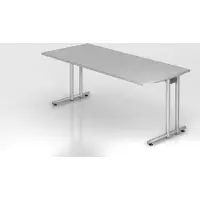 Proregal - Büromöbel mit top Leistungsdaten Schreibtisch Mauno | Grau | BxT 180x80cm | Arbeitshöhe 72cm | höhenjustierbar 0-10 mm | C-Fuß-Gestell Silber | Rechteckform