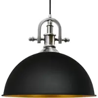 Bamyum Pendelleuchte Industrielle Metall Groß 40 cm, Schwarz Pendellampe, Küchenlampe