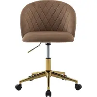 Vente-unique Bürostuhl höhenverstellbar - Samt - Beige & Goldfarben - PORIANI