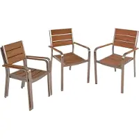 DELUKE Gartenstuhl 4er Set ALFRED - Kunststoff, Braun | Stapelstuhl Wetterfest Gartenstühle Outdoor Essstühle