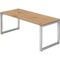 Bümö Schreibtisch Serie-R - Gestell: Silber, Nachbildung: Asteiche, Größe: 180 x 80 cm