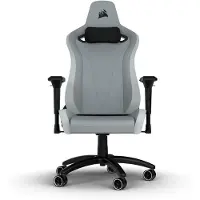 Corsair TC200, Gepolsterter Sitz, Gepolsterte Rückenlehne, Grau, Weiß, Grau, Weiß, Kunstleder, Kunstleder