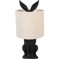Clayre & Eef Tischlampe Kaninchen Ø 20x43 cm Schwarz Beige Kunststoff