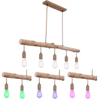 Etc-shop RGB LED Hängeleuchte, Holzbalken, rostfarben, L 100cm, JAKOB