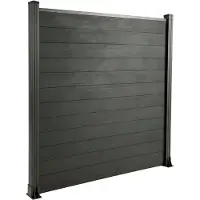 Floordirekt WPC Sichtschutzzaun Ponza 180x180cm schwarz moderner Gartenzaun mit Aluminium-Pfosten wetterfest pflegeleicht als Sichtschutz & Windschutz