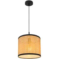 Globo Lighting Hängeleuchte, Bambus-Optik, schwarz, D 28 cm