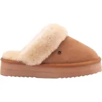 Warmbat Hausschuhe Flurry Plateau Damen Cognac-Schuhgröße 41