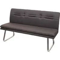 Mendler Sitzbank HWC-H70, Esszimmerbank Bank Polsterbank, Rückenlehne Stoff/Textil Edelstahl gebürstet grau-braun 160cm