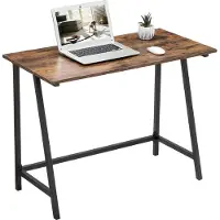 Vasagle Computertisch, Schreibtisch, 100 x 50 x 75 cm, stabil, platzsparend, einfacher Aufbau, Industrie-Design, braun-schwarz LWD40X