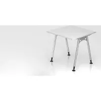 Proregal - Büromöbel mit top Leistungsdaten Schreibtisch Keijo | Weiß | BxT 80x80cm | Höhe 68-76cm | stufenlos höhenverstellbar | A-förmiges Rundrohrgestell Silber | Rechteckform