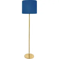 Licht-Erlebnisse Stehleuchte Stoff Messing E27 161,5 cm in poliert Blau rund Klassisch