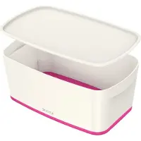 Leitz Aufbewahrungsbox MyBox Klein A5 mit Deckel ABS weiß/pink Packung mit 4 Stück