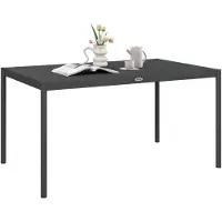 Outsunny Gartentisch, Esstisch für 6 Personen, Terrassentisch, Balkontisch aus Alu, Dunkelgrau, 145 x 90 x 74 cm