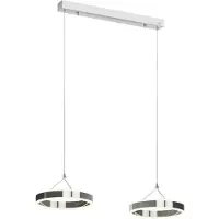LUCANDE Lyani Pendelleuchte L85 Chrome/White - , Lyani, dimmbar, Metallisch, für Wohnzimmer, Metall, Modern