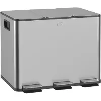 HOMCOM Mülleimer 3x20L Abfalleimer aus Edelstahl mit Softclose Deckel Silber