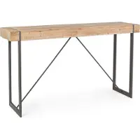 Natur24 Bar-Tisch Garret 200 x 50 x 110 cm Tannenholz Tischplatte mit Stahlbeine schwarz