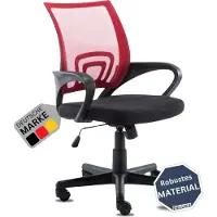 DELUKE Bürostuhl Ergonomisch ZEOS Schreibtischstuhl mit Netzbespannung | Höhenverstellbarer Drehstuhl, Arbeitsstuhl mit Armlehne | Computerstuhl 120 kg | Rot