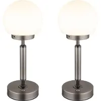 Globo Lighting 2x LED Tischleuchte anthrazit, Touchdimmer, Akku, H 28,5 cm
