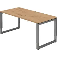 Bümö Schreibtisch Serie-R - Größe: 160 x 80 cm, Nachbildung: Asteiche, Gestell: Graphit