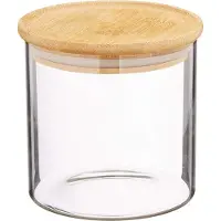 Kesper 38008, Container, Rund, 0,55 l, Natürlich/Natur, Transparent, Glas, Bambus, 100 mm