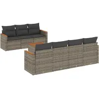 vidaXL 8-tlg. Garten-Sofagarnitur mit Kissen Grau Poly Rattan