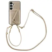 Selencia Sera HandyHülle mit Kordel und Umschlag-Kartenhalter Samsung Galaxy S25 / S24 - Champagne