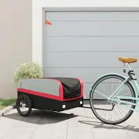 vidaXL Fahrradanhänger Lastenanhänger Transportanhänger Schwarz und Rot 45 kg Eisen 94048