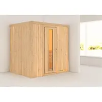 Karibu Sauna Innensauna Fanja Fronteinstieg ohne Zubehör 196x151x198 cm ohne Dachkranz mit Energiespartür