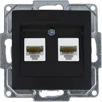 Gunsan Visage Datenbuchse 2-fach CAT6 Internet Netzwerk Unterputz Schwarz