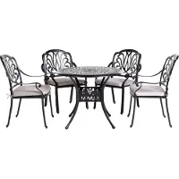 Beliani Gartenmöbel Gartenset Schwarz Aluminium 1 Tisch 4 Stühle 4 Gartenkissen